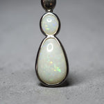 3.95ct Coober Pedy Solid Opal Double Drop Sterling Silver Pendant Necklace