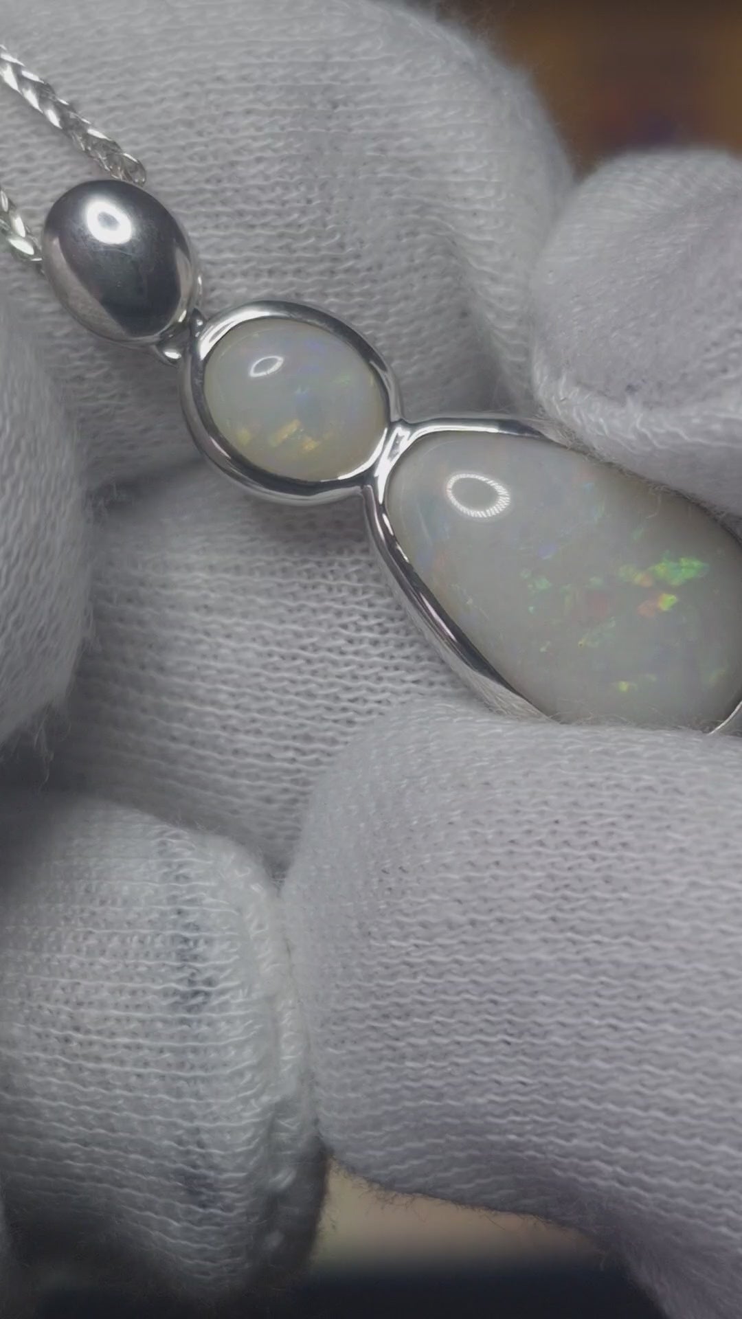 3.95ct Coober Pedy Solid Opal Double Drop Sterling Silver Pendant Necklace