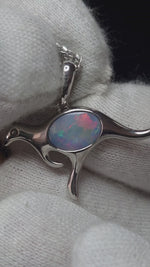 Lightning Ridge Doublet Opal Kangaroo Sterling Silver Pendant Necklace