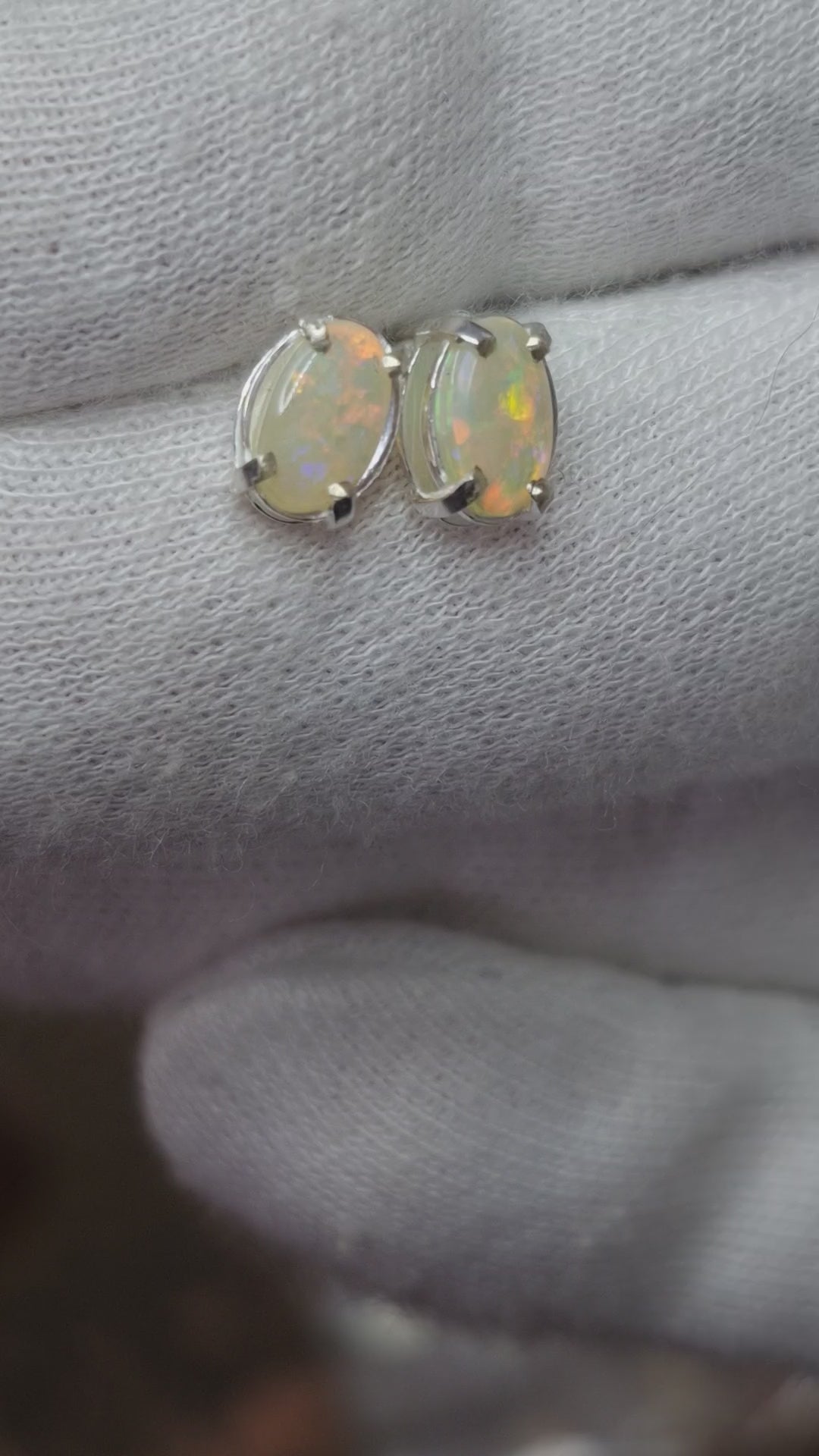 0.88cts Lambina Solid Opal Sterling Silver Stud Earrings
