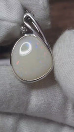 7.95ct Coober Pedy Opal and Lab Diamond Sterling Silver Pendant Necklace