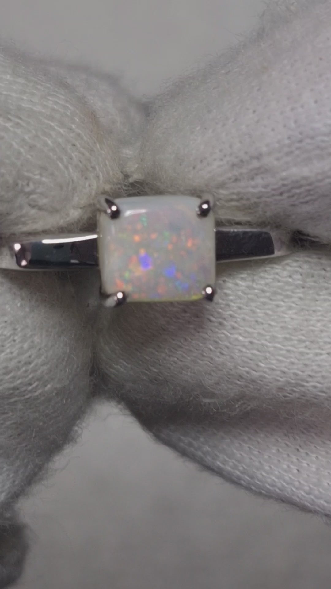 0.90ct Square Cut Lightning Ridge Solid Opal Solitaire Sterling Silver ...