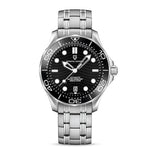Time & Lustre PAGANI DESIGN 1685 automatic diving watch with a black wave-pattern dial and stainless steel bracelet.